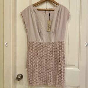 NWT Darling Lilac Grey Lace Embrace Cap Sleeve Mini Dress. Size L